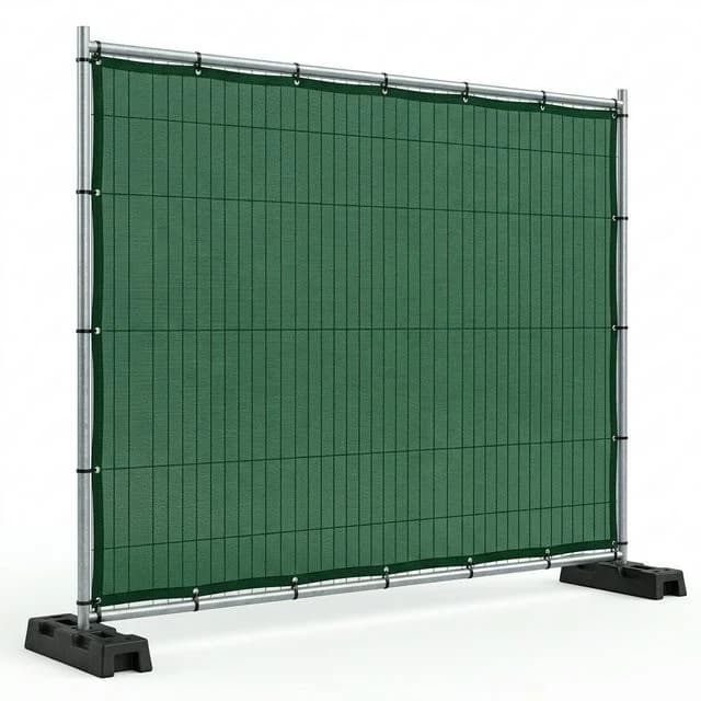 Construction site temporary fencing with screen